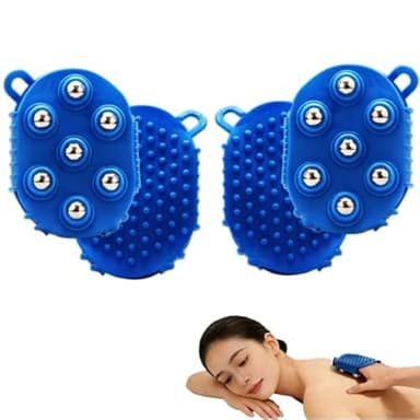 Roller Ball Glove Massager, 2Pcs Lymphatic Massage Tool Gua Sha Fascia Muscle Release for Face, Neck, Back, Abdomen, Legs & Full Body, Medium