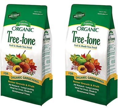 Espoma Organic Tree-Tone 6-3-2 Natural & Organic Fertilizer and Plant Food; 4 lb. Bag; Organic Fertilizer for All Trees. Use for Fruit Trees Like Peach & Apple Trees and All Shade Trees - Pack of 2