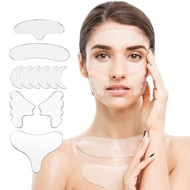 GETPUNA Forehead Wrinkle Patches, Reusable Silicone Face Patch Set 11pcs for 11 Lines, Frown & Smile Creases, Neck Chest Décolleté, Under Eye & Cheek Smoothing Pads, Overnight Side Sleeper Use