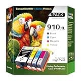 910XL Ink Cartridges Combo Pack (4-Pack, Black/Cyan/Magenta/Yellow) Compatible for HP OfficeJet Pro 8025e 8028e 8035e 8025 8028 8035 OfficeJet 8015e 8022e 8015 8022 Series Printers (BK/C/M/Y)