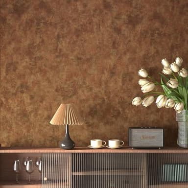 Wall Paper Peel and Stick Modern Mid Century Wallpaper Gold/Orange/Brown/Copper Wallpaper Industrial Concrete Cement Contact Paper 31.5"x158" Rust Metallic Wall Covering for Bedroom Kitchen Walls