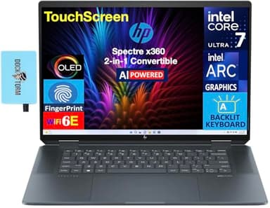 HP Spectre x360 AI Powered 2-in-1 Laptop 16.0" Touchscreen OLED 2.8K Display (Intel Ultra 7-155H, 32GB LPDDR5X, 1TB PCIe SSD, Backlit KB, Fingerprint, Win 11 Pro) Bundle w/Hub DKZ