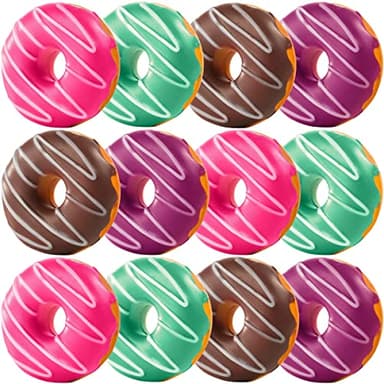 Donut Squishies Party Supplies (12 Pack ) 3 Inch Slow Rising Squishy Fake Donuts Squishy Toys Donuts for Kids, Squeeze Ball and Stress Relief, Great Donut Party Decorations and Birthday Party Favor