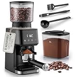 Zulay Kitchen Conical Espresso Burr Coffee Grinder - Touchscreen, 51 Bean Grind Settings, Precision Electric Timer, Stainless Steel - Includes Metal Scooper & 2 Cleaning Brushes