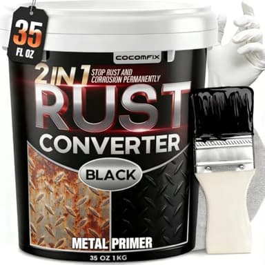 2 in 1 Ultra Rust Converter & Metal Primer, 35 oz Car Heat-Stable Rust Reformer & Encapsulator Paint for Trailer, Truck Chassis, Frame, Rust Inhibitor & Neutralizer for Metal Surfaces With Long-Term Protection, Matte-Black