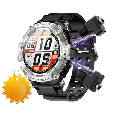 ATEVIX Military Smart Watch with Earbuds, 1.52" Screen Smartwatch for Men, Rugged Fitness Tracker, Local Music，Answer/Make Call,Speaker,Recording,Sleep Monitor,Sports Smart Watch Long Time Standby