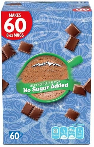 Swiss Miss Milk Chocolate No Sugar Added Hot Cocoa Mix, 60 Count