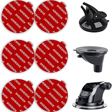 PKYAA Dashboard Pad Mounting Disk Sticky Adhesive Replacement Kit, 6pcs 2.1"(53mm) Circle Heat Resistant Double-Sided Stickers for Suction Cup Car Phone Holder Disc & Windshield Dash Cam