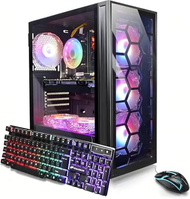 STGAubron Gaming PC Desktop Computer, Intel Core i7 up to 3.9 GHz, GeForce RTX 3050 6G, 16GB RAM, 512G SSD, WiFi 6, BT 5.0, RGB Fan x 6, Windows 11 Home