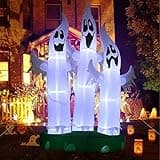 10 Ft Halloween Decorations Inflatable 3 Ghosts, TechKen Halloween Decor with LED Light, Lawn Inflatables Outdoor Indoor Holiday Home Family Outside, Lighted Yard Decor