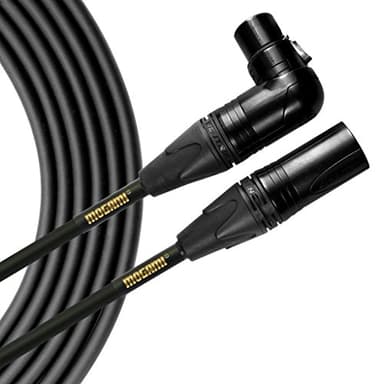 Mogami Gold XLR Stage Microphone Cable | Ultra-Durable Right Angle Female XLR to Straight - 30ft, Road-Ready, High-Fidelity Audio for Stage, Broadcast & Studio Use
