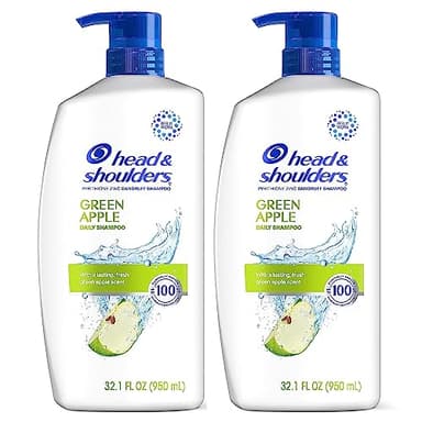 Head & Shoulders Anti-Dandruff Shampoo with 1% Pyrithione Zinc, Clinically Proven & Scalp Care Treatment, Fresh Green Apple Scent, 32.1 Fl Oz Each, 2 Pack