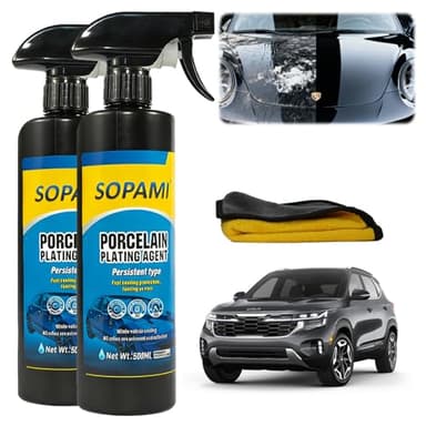Sopami Car Coating Spray 2 Pack, 3-in-1 Ceramic Paint Sealant Car Wax, Maximum Gloss Shine, Extremely Hydrophobic Nano Ceramic Coating for Paint, Glass, Plastic and Metal