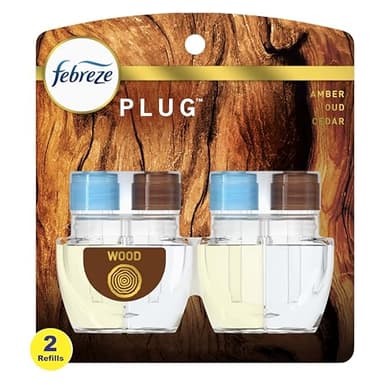 Febreze Plug In Scented Oil Refills Wood Scent Odor-Eliminating Plug Air Freshener 2 Refill