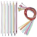 Aeelike Tunisian Crochet Hooks Set with Cable, 11PCS Tunisian Crochet Hook 2-8 mm Aluminum 12 PCS Colorful Afghan Crochet Hooks 3.5-12 mm, Smooth Long Tunisian Crochet Hook with Cable for Beginner