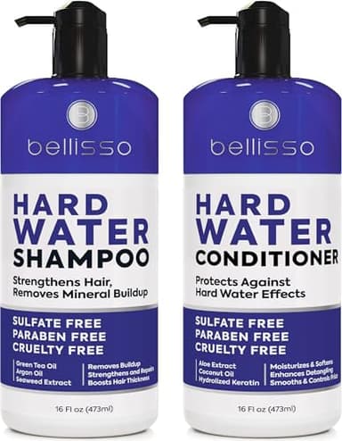 Hard Water Shampoo and Conditioner Set - Sulfate Free Hair Care Products for Women and Men - Moisturizing Treatment with Chelating Properties for a Deep Clean - Remover for Cleansing Mineral Build Up