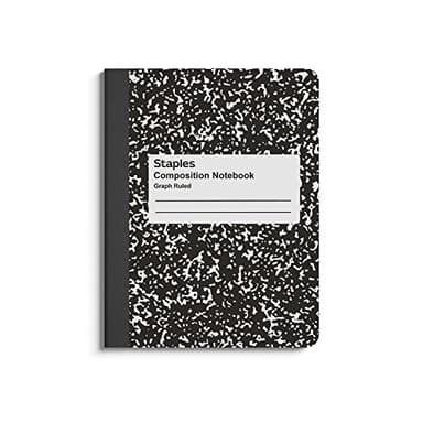 STAPLES Composition Notebook, 7.5” x 9.75”, Graph Ruled, 80 Sheets, Black/White