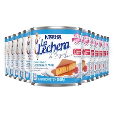 Nestlé La Lechera Sweetened Condensed Milk, Shelf Stable Evaporated Milk Canned, 12 Pack