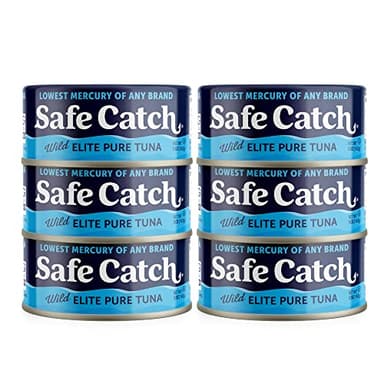 Safe Catch Canned Wild Tuna Fish, Wild Caught, Lowest Mercury, Gluten-Free, Kosher, Non-GMO, Whole30 Approved, Paleo, Keto Food, 5oz Can, 6-Pack