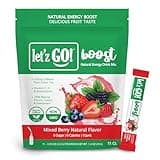 Let'z Go Clean Energy Drink Mix [Healthy Caffeine] Energy Drink Powder With Natural Caffeine Packets, High in Vitamins C + D, Electrolytes for Hydration | Sugar Free | No Calories | Pre Workout Powder | Anytime Energy | Daily Fuel With No Crash Or Jitters | 15 Count Mixed Berry
