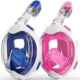 G2RISE Kids Snorkel Mask Full Face Snorkel Set, Snorkeling Gear for Kids with 180 Degree Panoramic View, Anti-Leak & Anti-Fog (2 Pack)
