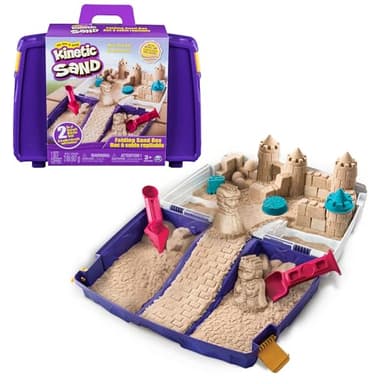 Kinetic Sand, Folding Sand Box with 2lbs Play Sand, 7 Molds & Tools, Sensory Toys for Kids Ages 3 and up