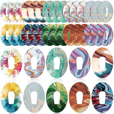 Siifert 30 Pack Adhesive Patches Compatible with Dexcom G7 G6 CGM Tape Breathable Patch Pre Cut Adhesive Tape Stickers Sensor Covers, 10 Swirl Styles(Compatible with Dexcom G6)