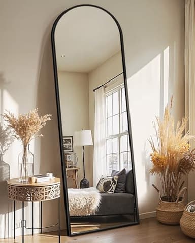 Delma Arched Mirror Full Length,Standing Mirror Full Body,Large Floor with Stand for Wall Entryway Door Bedroom Bathroom Living Room