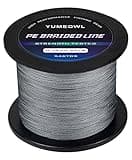 YUMEOWL 328YDS 30LB Braided Fishing Line 30lb, Super Cast,Smooth Casting,Zero Stretch,Abrasion Resistant,Braided Line, 4 Strand, Gray, 0.26MM