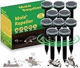10pk Mole Repellent Outdoor Ultrasonic Solar Powered Waterproof for Lawns Gardens Yards Effective Against Moles Gophers Voles and Snakes Sonic Spikes Stakes Chaser