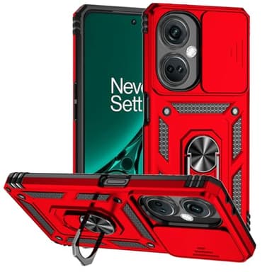 Tothedu Case for Nord N30/OnePlus Nord CE 3 Lite 5G/Oppo A98 5G/K11X CPH2515 Case with Slide Camera Cover, Built-in 360° Rotate Kickstand Magnetic Shockproof Phone Cover for OnePlus Nord N30 5G Red