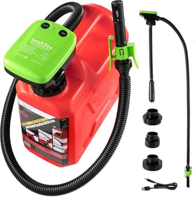 Automatic Fuel Transfer Pump with Auto-Stop Sensor(3.2 GPM), USB Rechargeable 41" Hose Electric Fuel Pump, Built-in Lithium Battery Power Portable Gas Can Pump For Gasoline Diesel-3 Tank Adapters