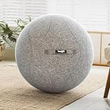 Yes4All Exercise Ball Chair for Office, 400lbs Capacity Anti-Burst Yoga Ball Chair, Light Weight Self-Standing Sitting Ball Chair with Hidden Seam Cover, Convenient Handle & Pump Included - Light Gray