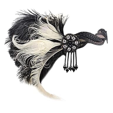 Hairband 1920s Headpiece Feather Flapper Headband Great Gatsby Headdress Vintage Bandeau Femme Pour Cheveux(White)
