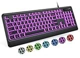 Luzarriba Backlit Computer Keyboards, Wired USB LED Keyboard with 7 Colors Backlight, Plug and Play, Waterproof, Full Size Quiet Computer Keyboard for Windows Desktop, PC, Laptop, Gaming