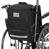 Wheelchair Backpack, Wheelchair Bag to Hang on Back with Thermal Insulation Pocket, Electric Wheelchair Accessories Bag with Crutches Pockets for Adults & Seniors