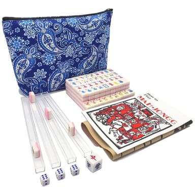 XuMoZC American Mini Mahjong Set 166 Mahjong Tiles 0.9-inch American Mahjong Game Pink Set Thickened Mah-Jongg Tiles Bag Mahjong Tile Set
