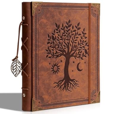 Vintage Photo Album 4x6 Leather Scrapbook Album with Writing Space 120 Photos & 30 Sheets DIY Paper Memory Albums Book for Anniversary Travel Vacation Family Tree, Brown