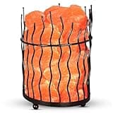 Natural Himalayan Salt , Tall Round Metal Basket lamp with Dimmer Switch | 8-10 lbs