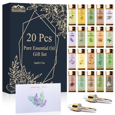 Pure Essential Oils for Diffusers for Home, Skin, Candle and Soap Making, 20 Scents - Tea Tree, Lavender, Lemon, Peppermint, Eucalyptus, Cinnamon, Rose and More, Aromatherapy Oils/ 5 ML
