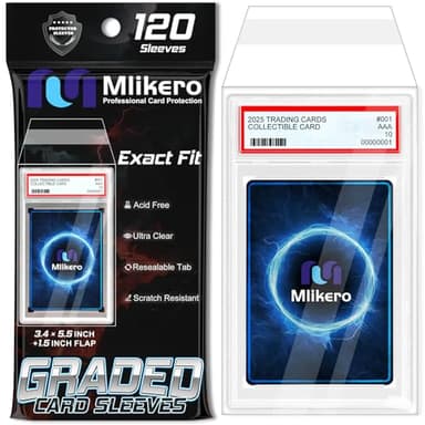 120 Pack Graded Card Sleeves, Precise Fit Slab Sleeves, Acid-Free Resealable Slab Protector Compatible with PSA Graded Slabs