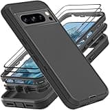 YKHJKLEC for Google Pixel 8 Pro Case, Military Grade 3 in 1 Heavy Duty Shockproof/Drop Proof/Dust Proof Case with 2Pcs Tempered Glass Screen Protector (Black/Black)