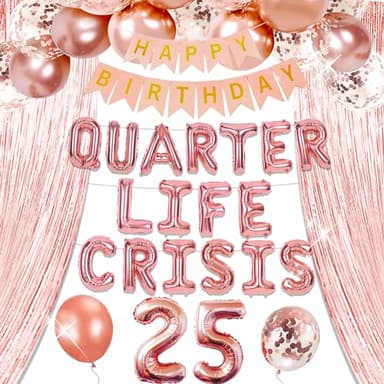 Quarter Life Crisis 25 Birthday Decorations Fun Birthday Party Decorations 25th Birthday Decor Quarter Life Crisis party Supplies Twenty Fine Birthday