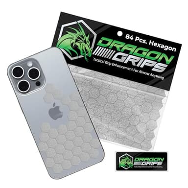 Dragon Grips Clear Rubber Grip Tape - 84 Precut Hex Griptape Stickers (Pack of 1), Non-Slip Adhesive for Cell Phones, Controllers, Guns, and Mouse Grip Tape, Rubberized Durable Texture, Made in USA
