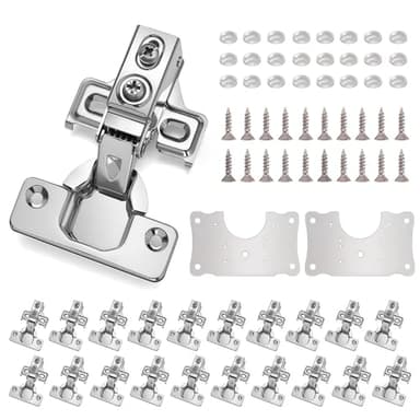 Mirdinner Cabinet Hinges - 24 Pack for 1/2 inch Overlay Cabinet, Face Frame Concealed 105Deg Self Closing Hinges, Stainless Soft Close Cabinet Door Hinges with Mounting Screws and Repair Plate