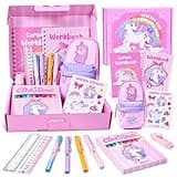 Magical Unicorn School Supply Gift Kit,21 pcs Back to School Essential,Includes No-Sharpen Pencil,Click Marker,Anti-Myopia Ruler,Unicorn Notebook Erasers Stickers Pencil Case.Ideal Kids Stationery Set