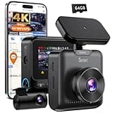 Sarmert C2 4K Dual Dash Cam Front and Rear- Built-in GPS and 5G WiFi, Free 64GB Card Included, 4K UHD Dash Camera for Cars, Night Vision, WDR, Loop Recording, App Control, 24H Parking Mode