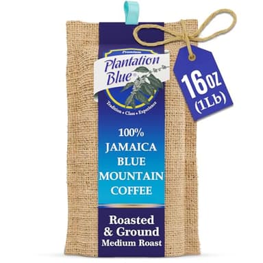 PREMIUM PLANTATION BLUE TRADITION CLASS EXPERIENCE 100% Jamaica Blue Mountain Coffee Medium Roasted and Ground (16oz)