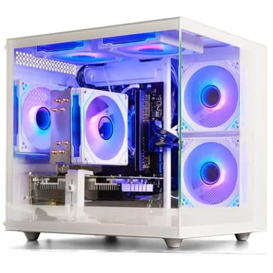 WIWB Prebuilt Gaming PC Desktop Ryzen 7 8700F, GeForce RTX 4060, 32G DDR5 RAM, 1TB NVME 3.0 SSD, WiFi 6, Tower Computer for AAA Gaming, Streaming & Creative Work (White)
