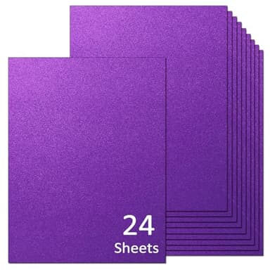 Purple Glitter Cardstock 8.5 x 11 Thick Paper, 24 Sheets Sparkly Cardstock No Shed for Card Making, Crafts, DIY Art Project,Birthday, Wedding Party Decor 92 lb/250 gsm